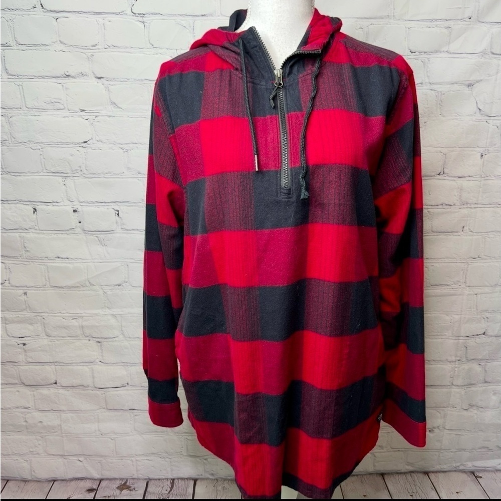 The North Face Red and Plaid Pullover Large
